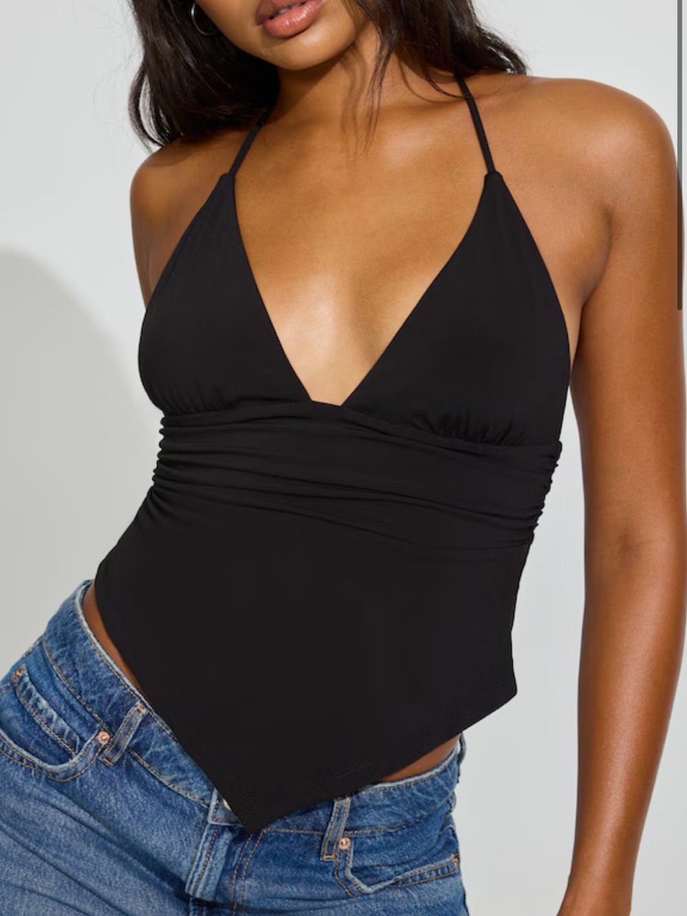 Garage Black Halter Tankini Top